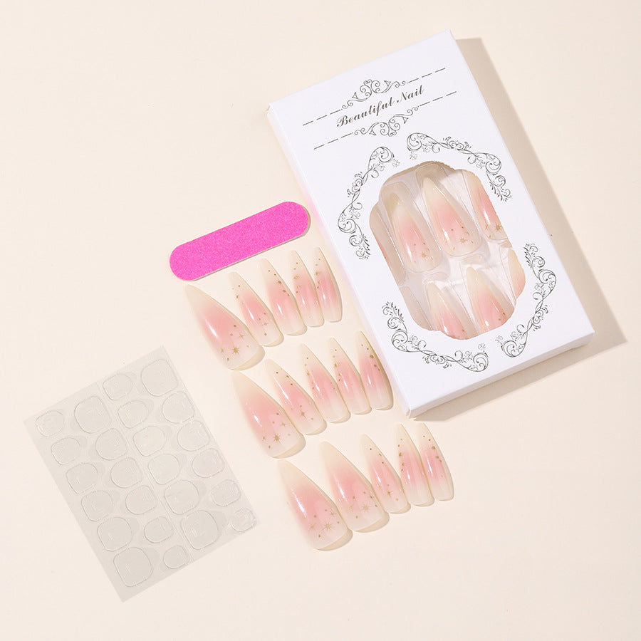 Nude Galaxy Pink, Long, Almond Press On Nails